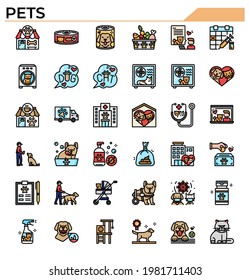 Icono de mascotas para temas de perro y gato, veterinario, sitio web de educación, presentación, libro.