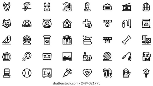 Pets icons collection is a vector illustration with editable stroke, offering versatility and customization. Perfect for various design needs, it includes high-quality graphics.