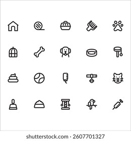 Pets Icons with line style, perfect for user interface projects