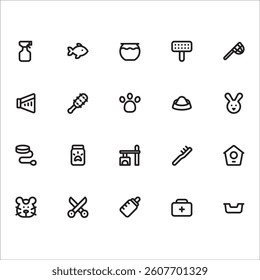 Pets Icons with line style, perfect for user interface projects