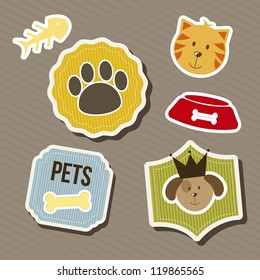 pets icons over brown background. vector illustration