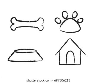 pets icons over white background. stock hand draw vector illustration