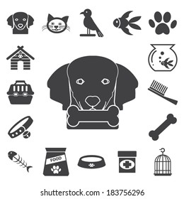 Pets icons set 