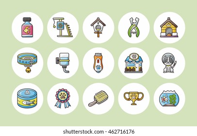 Pets icons set