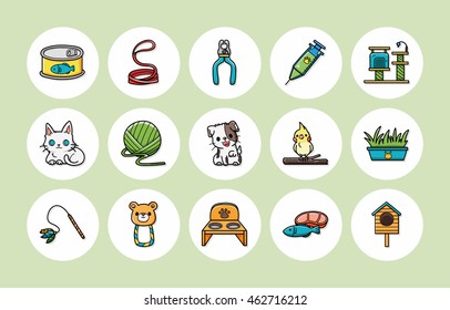 Pets icons set