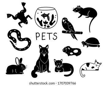 Pets icons set Elegant series