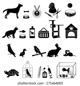 Pets icons set Elegant series