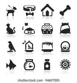 Pets icons set Elegant series