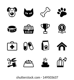 Pets icons set. Veterinary emblems and sign