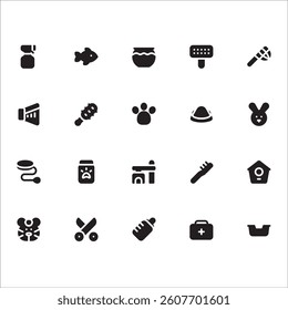 Pets Icons with solid style, perfect for user interface projects