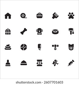 Pets Icons with solid style, perfect for user interface projects