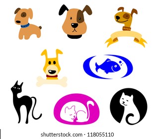 Pets icons and symbols logo set. Vector illustration