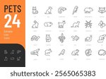 Pets Line Editable Icons set. Vector illustration in modern thin line style of domestic animals related icons: insects, rodents, lizards, exotic animals, and more. 