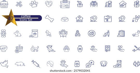 Pets Line Editable Icons set
