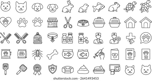 Pets Line Editable Icons set