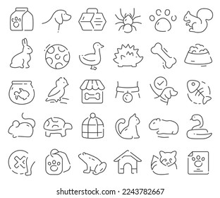Pets line icons collection. Thin outline icons pack. Vector illustration eps10