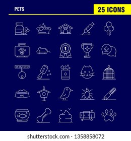Pets Line Icons Set For Infographics, Mobile UX/UI Kit And Print Design. Include: Pet, Medical, Medicine, Bottle, Bathtub, Shower, Pet, Animal, Icon Set - Vector