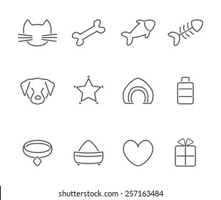 Pets line icons set. Trendy thin and simple icons