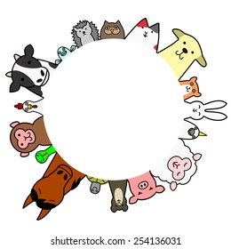 Pets  and livestock circle with copy space