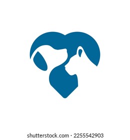  mascotas Logo diseño de gatos de perro plantilla vectorial Estilo lineal. Animales Clínica veterinaria Icono de esquema del concepto de Logotipo.
