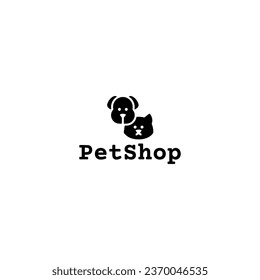  pets Logo dog cat design vector template Linear style. Animals Veterinary clinic Logotype concept