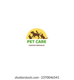  pets Logo dog cat design vector template Linear style. Animals Veterinary clinic Logotype concept