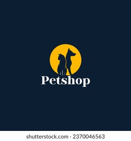  pets Logo dog cat design vector template Linear style. Animals Veterinary clinic Logotype concept