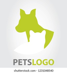 Pets logo isolated on gray background. Pets logo for web site, label, emblem, ad and cover. Useful for business card and logotype template. Creative art concept, vector illustration