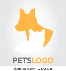 Pets logo isolated on gray background. Pets logo for web site, label, emblem, ad and cover. Useful for business card and logotype template. Creative art concept, vector illustration