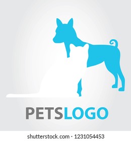 Pets logo isolated on gray background. Pets logo for web site, label, emblem, ad and cover. Useful for business card and logotype template. Creative art concept, vector illustration