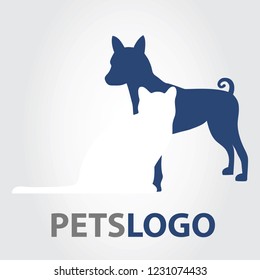 Pets logo isolated on gray background. Pets logo for web site, label, emblem, ad and cover. Useful for business card and logotype template. Creative art concept, vector illustration