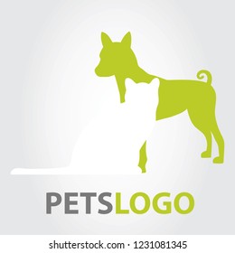Pets logo isolated on gray background. Pets logo for web site, label, emblem, ad and cover. Useful for business card and logotype template. Creative art concept, vector illustration