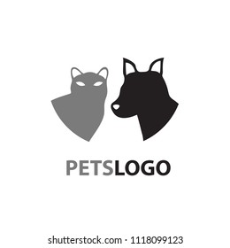 Pets logo isolated on white background. Pets logo for web site, label and wallpaper template. Useful for poster, placard, ad, cover and print materials. Creative art concept,vector illustration,eps 10