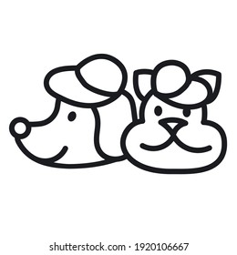 ilustración lineal del logotipo de mascotas para tienda de mascotas