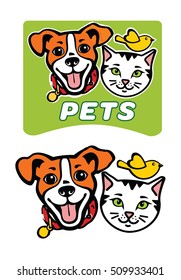 pets logo, shop logo template, cat, dog