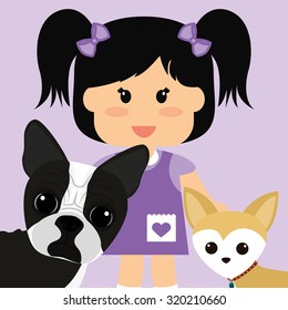 Pets Love concept about  dog and her master, vector illustration 10 eps graphic.