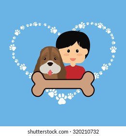 Pets Love concept about  dog and her master, vector illustration 10 eps graphic.