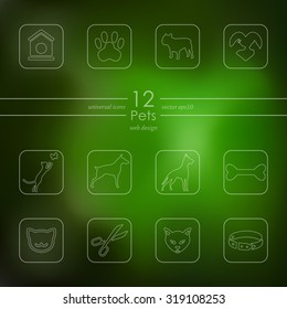 pets modern icons for mobile interface on blurred background