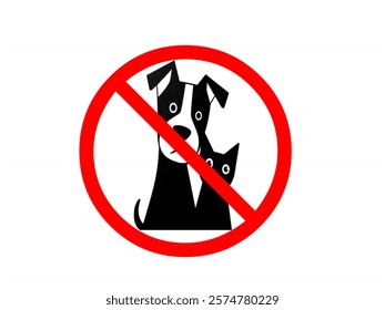 Pets are not allowed in the hotels, church etc Sign Symbol 