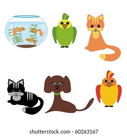 pets on white background