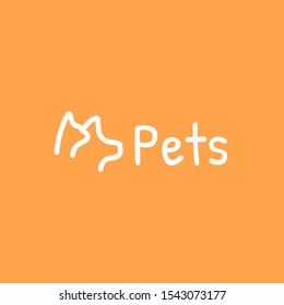 Pets outline icon, Dog and cat vector illustration on an orange background.