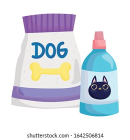 pets package food dog and veterinary medicine for cat vector illustration