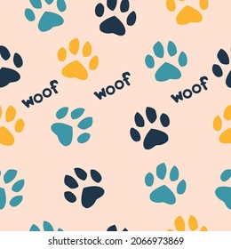 Pets paws seamless pattern.  Cute Vector illustration 