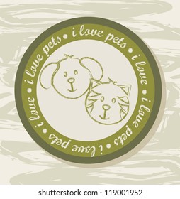 pets seal over grunge background. vector illustration