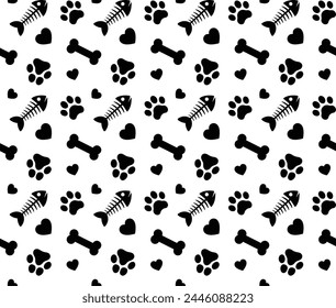 Pets Seamless Pattern Cat Dog Print