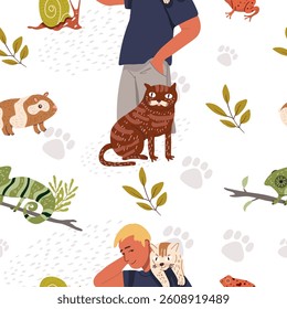Pets seamless pattern, hand drawn vector illustration vector illustration.