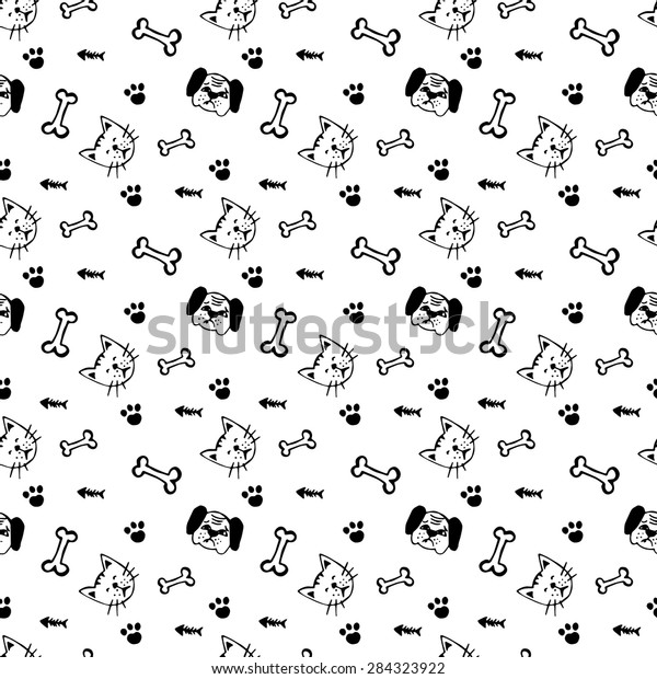 Pets Seamless Pattern Vector Illustration Stock Vector (Royalty Free ...