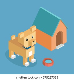 Pets set icon isometric 3d design dog