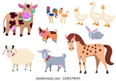 Pets Set Vector Illustration Horse Rooster Stock Vector (Royalty Free ...