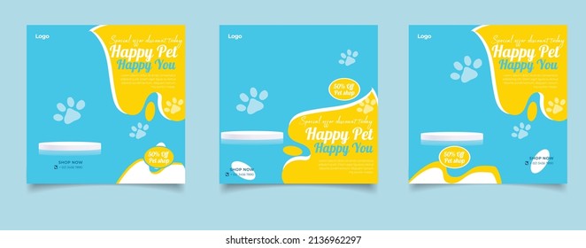 Pets shop banner for social media post template